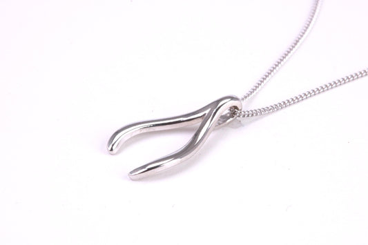 Wishbone Necklace, made from solid Sterling Silver, With 18 Inch Long Chain