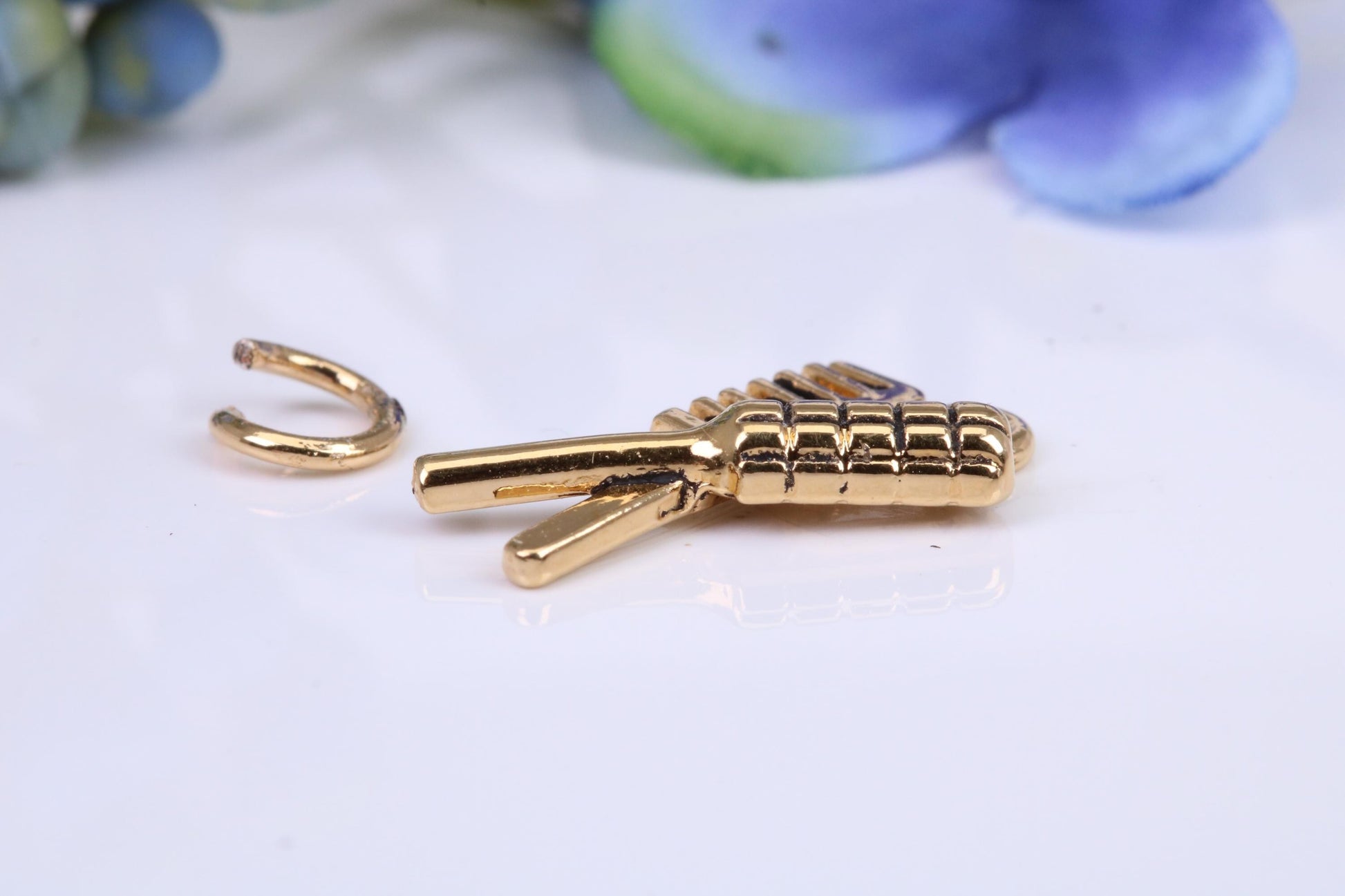 Comb and Hair Brush Charm, Traditional Charm, Made from Solid Cast Yellow Gold, British Hallmarked