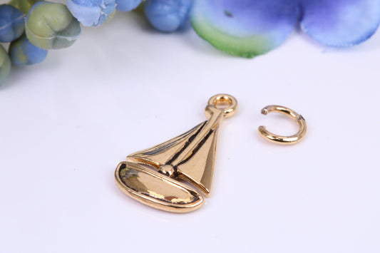Sailing Boat Charm, Traditional Charm, Made from Solid 9ct Yellow Gold, British Hallmarked, Complete with Attachment Link