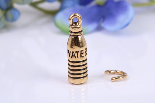 Water Bottle Charm, Traditional Charm, Made From Solid Yellow Gold with British Hallmark, Complete with Attachment Link