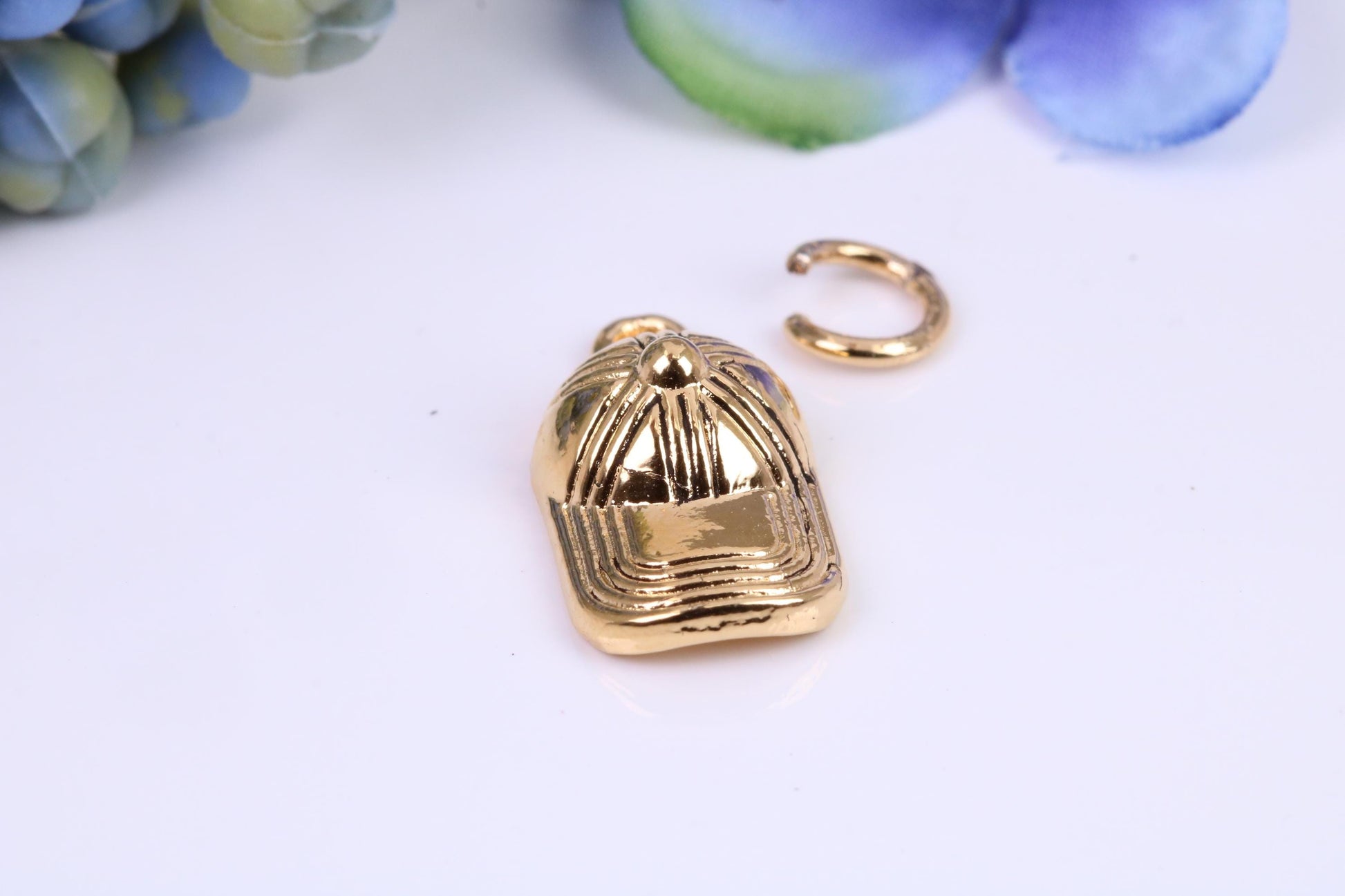 Baseball Cap Charm, Traditional Charm, Made from Solid Cast Yellow Gold, British Hallmarked