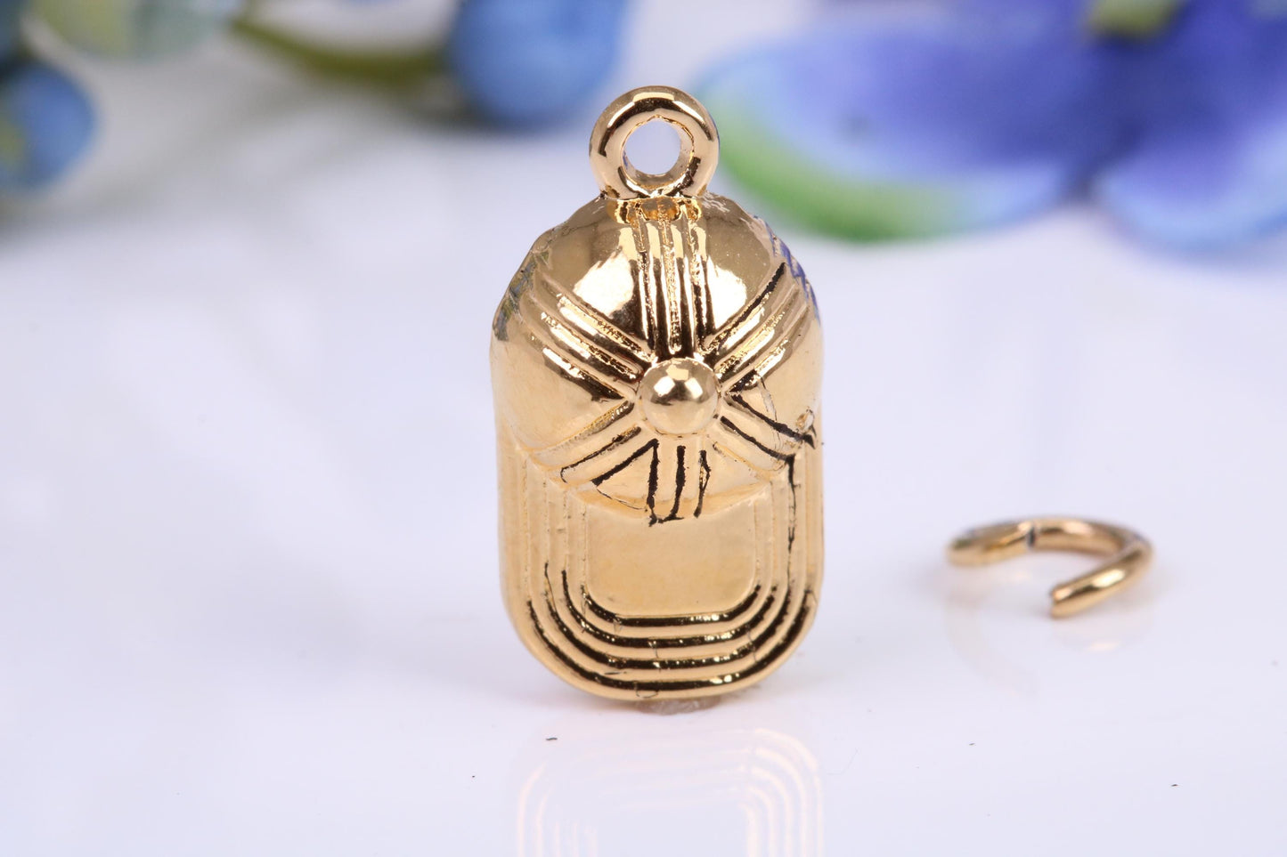 Baseball Cap Charm, Traditional Charm, Made from Solid Cast Yellow Gold, British Hallmarked