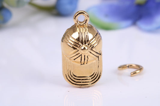 Baseball Cap Charm, Traditional Charm, Made from Solid Cast Yellow Gold, British Hallmarked