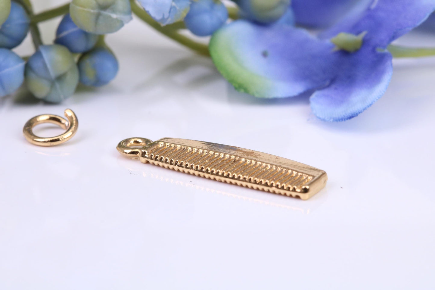 Hair Comb Charm, Made from Solid Cast Yellow Gold, British Hallmarked, Complete with Attachment Link