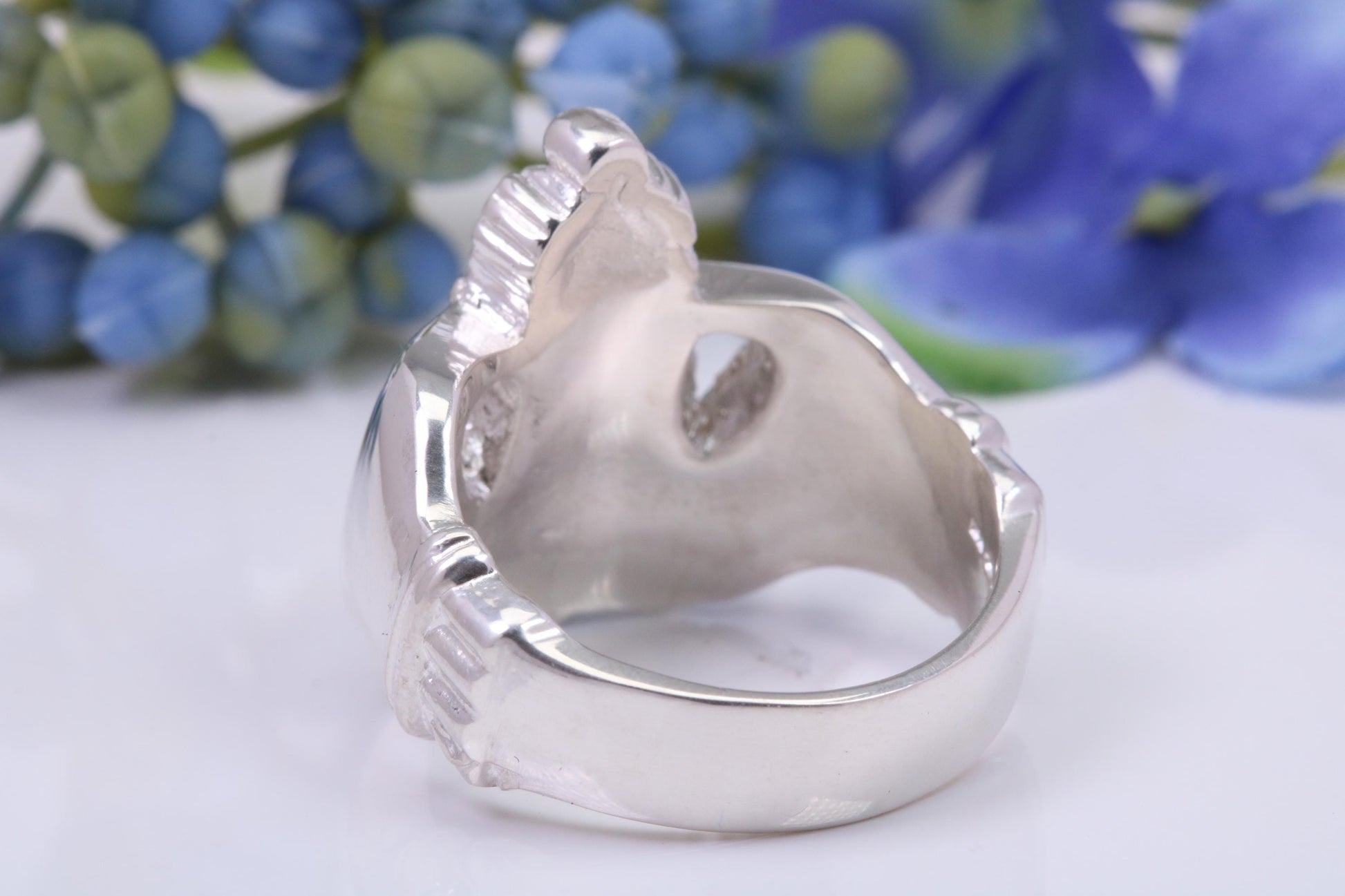 Very large and very very heavy Claddagh ring, made from solid cast silver, British Hallmarked