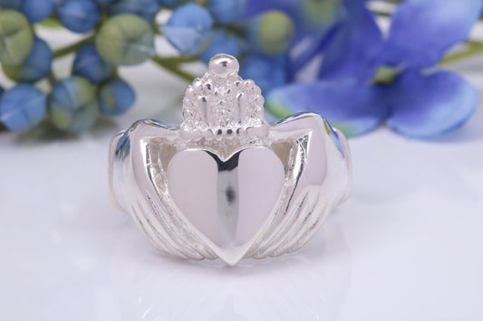 Very large and very very heavy Claddagh ring, made from solid cast silver, British Hallmarked