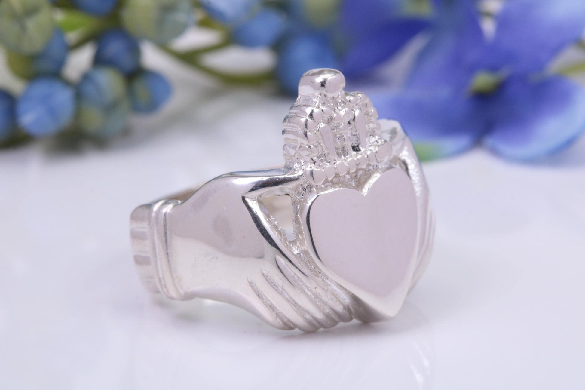 Very large and very very heavy Claddagh ring, made from solid cast silver, British Hallmarked
