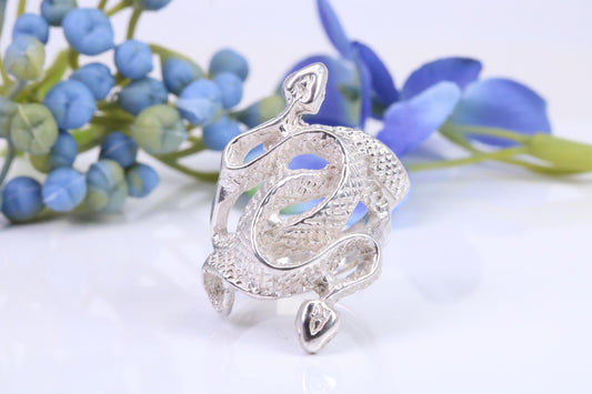 Large Double Headed Snake Ring, made from solid cast silver, British hallmarked