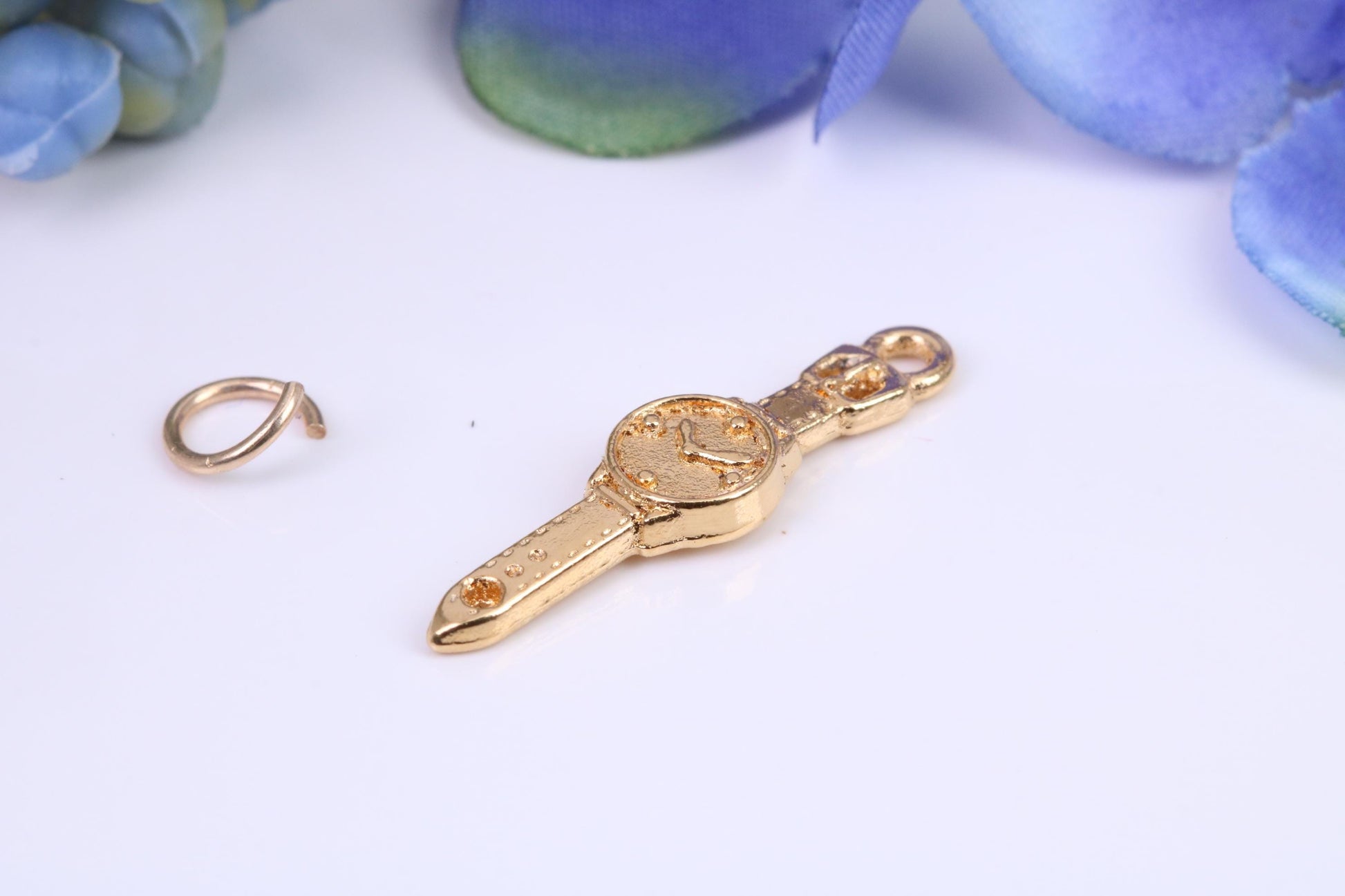 Watch Charm, Made from Solid Cast Yellow Gold, British Hallmarked and Complete with Attachment Link