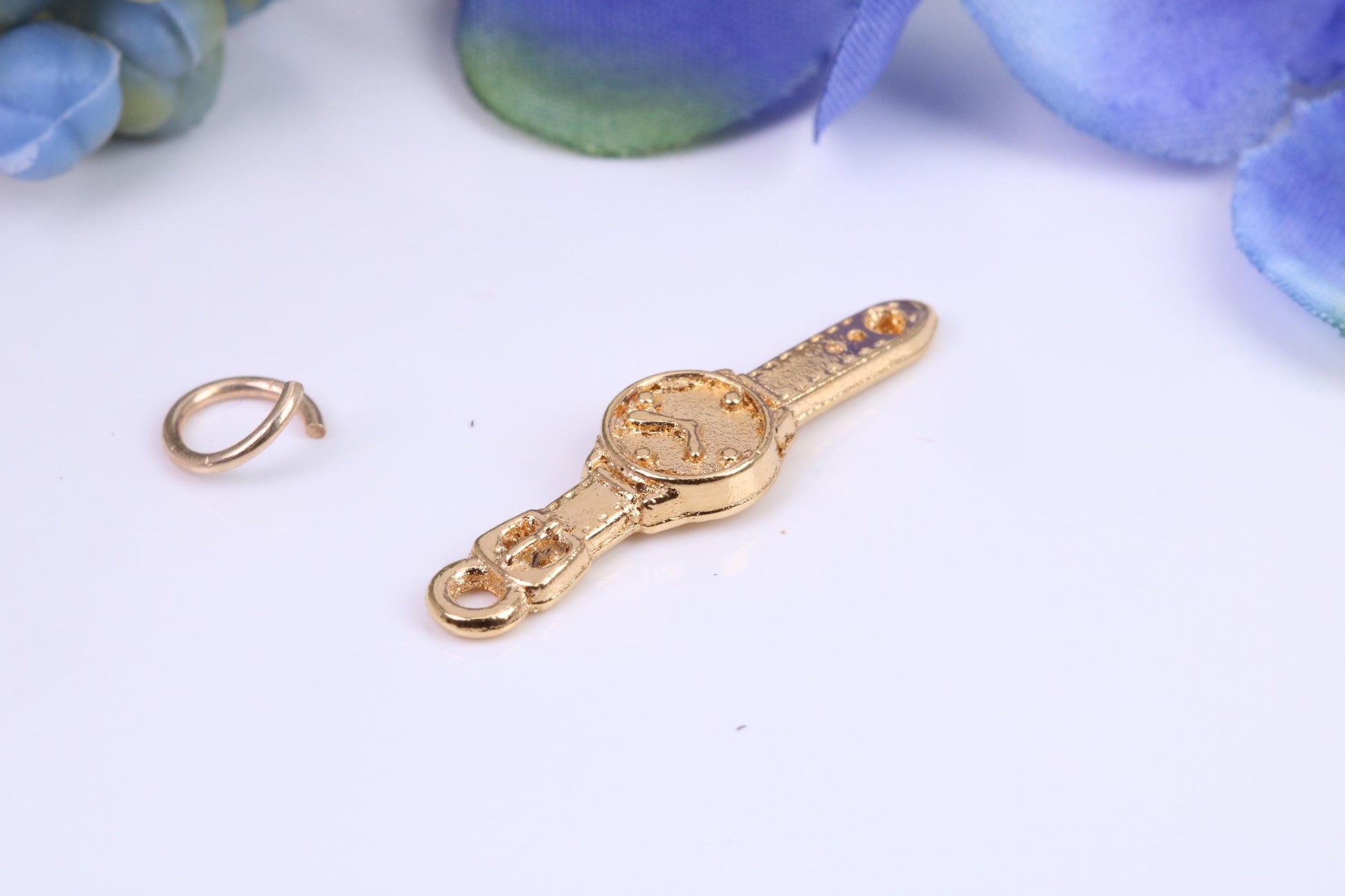 Watch Charm, Made from Solid Cast Yellow Gold, British Hallmarked and Complete with Attachment Link