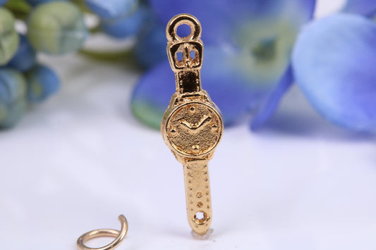 Watch Charm, Made from Solid Cast Yellow Gold, British Hallmarked and Complete with Attachment Link