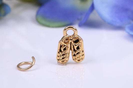 Baby Shoes Charm, Made from Solid Yellow Gold, British Hallmarked, Complete with Attachment Link