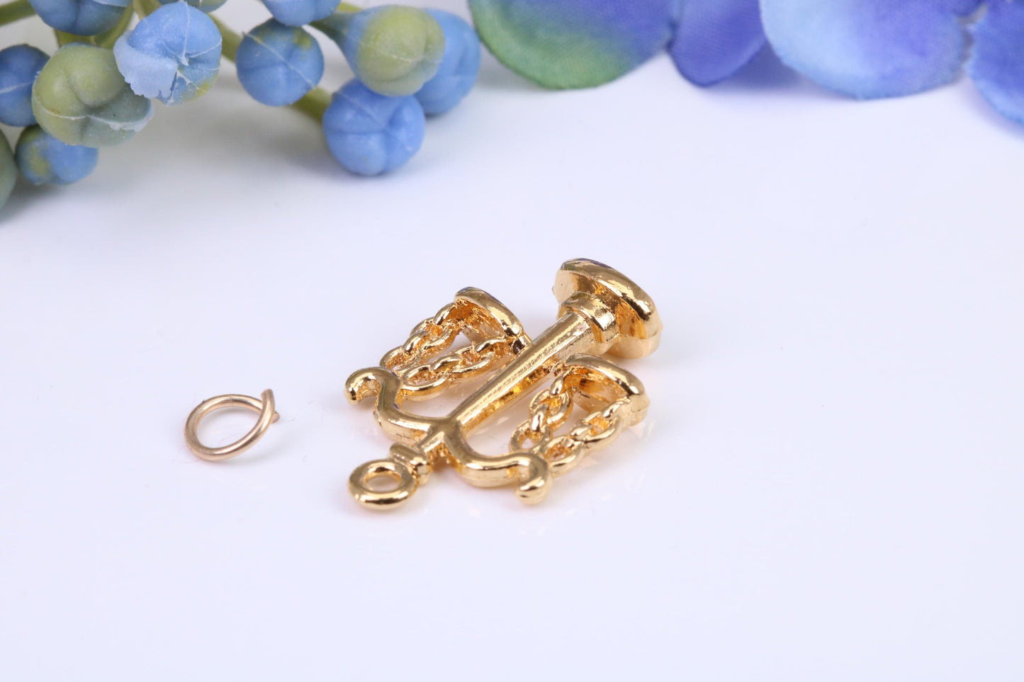Weighing Scales Charm, Made from Solid Yellow Gold, British Hallmarked, Complete with Attachment Link