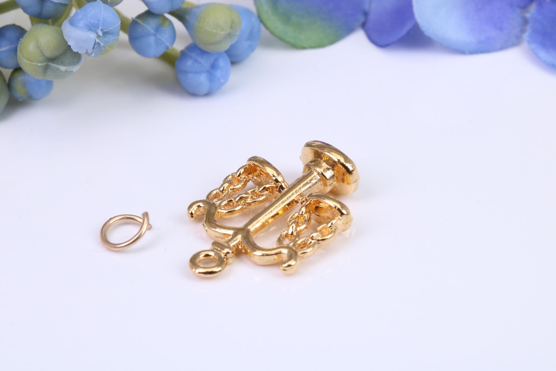 Weighing Scales Charm, Made from Solid Yellow Gold, British Hallmarked, Complete with Attachment Link