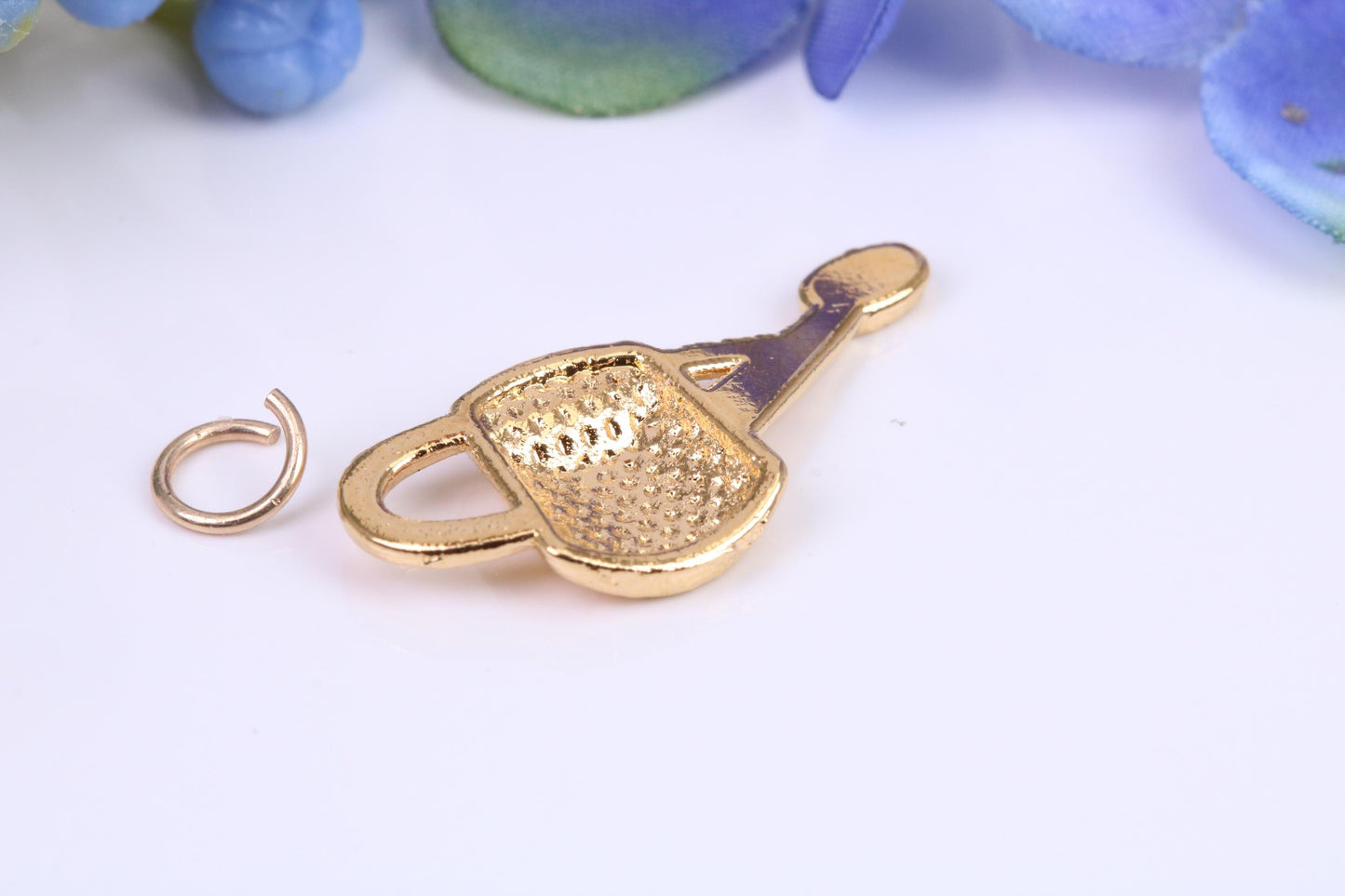 Garden Watering Can Charm, Made From Solid Cast Yellow Gold with British Hallmark, Complete with Attachment Link