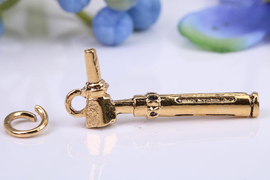 Ear Otoscope Charm, Made from Solid Cast Yellow Gold, British Hallmarked