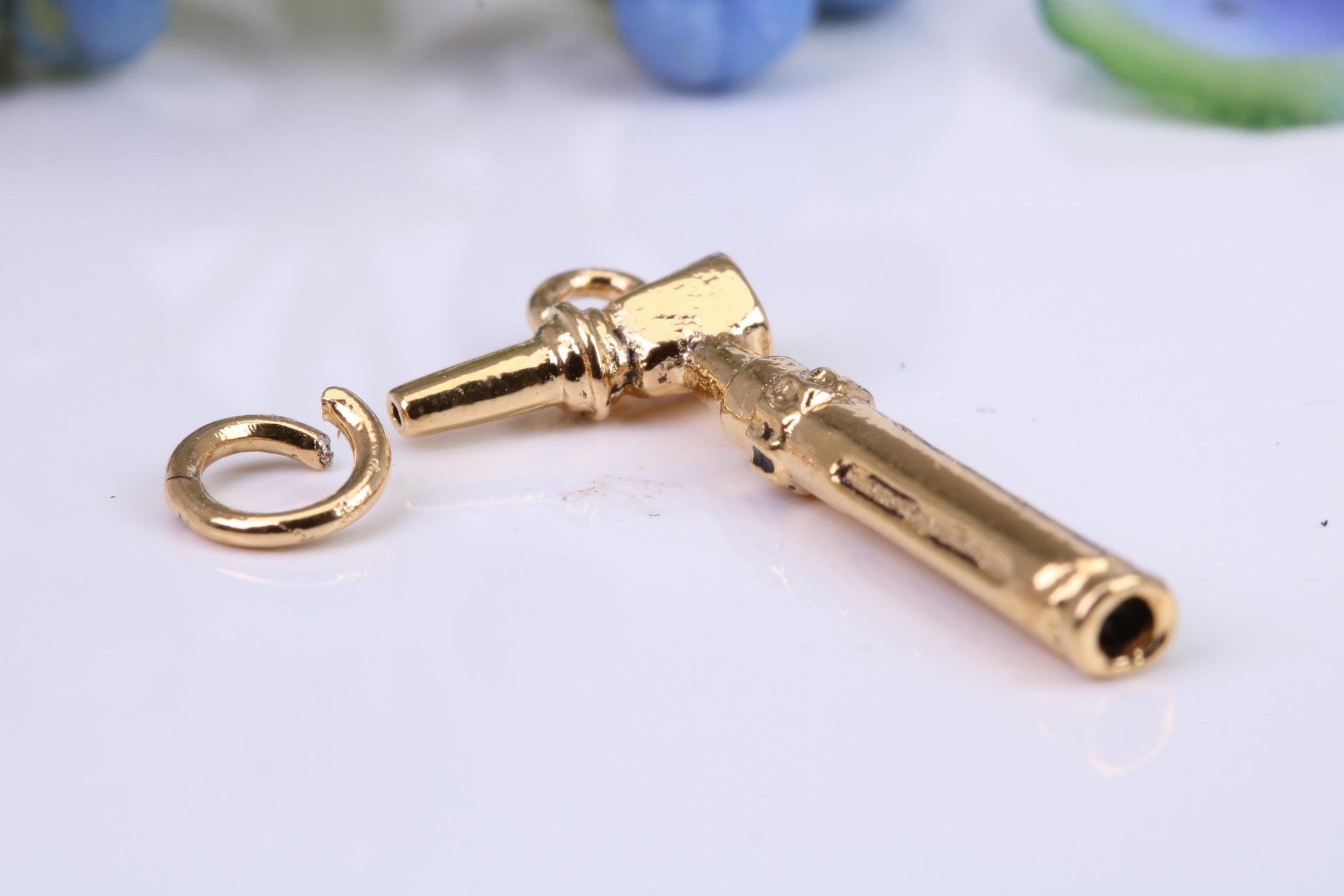 Ear Otoscope Charm, Made from Solid Cast Yellow Gold, British Hallmarked
