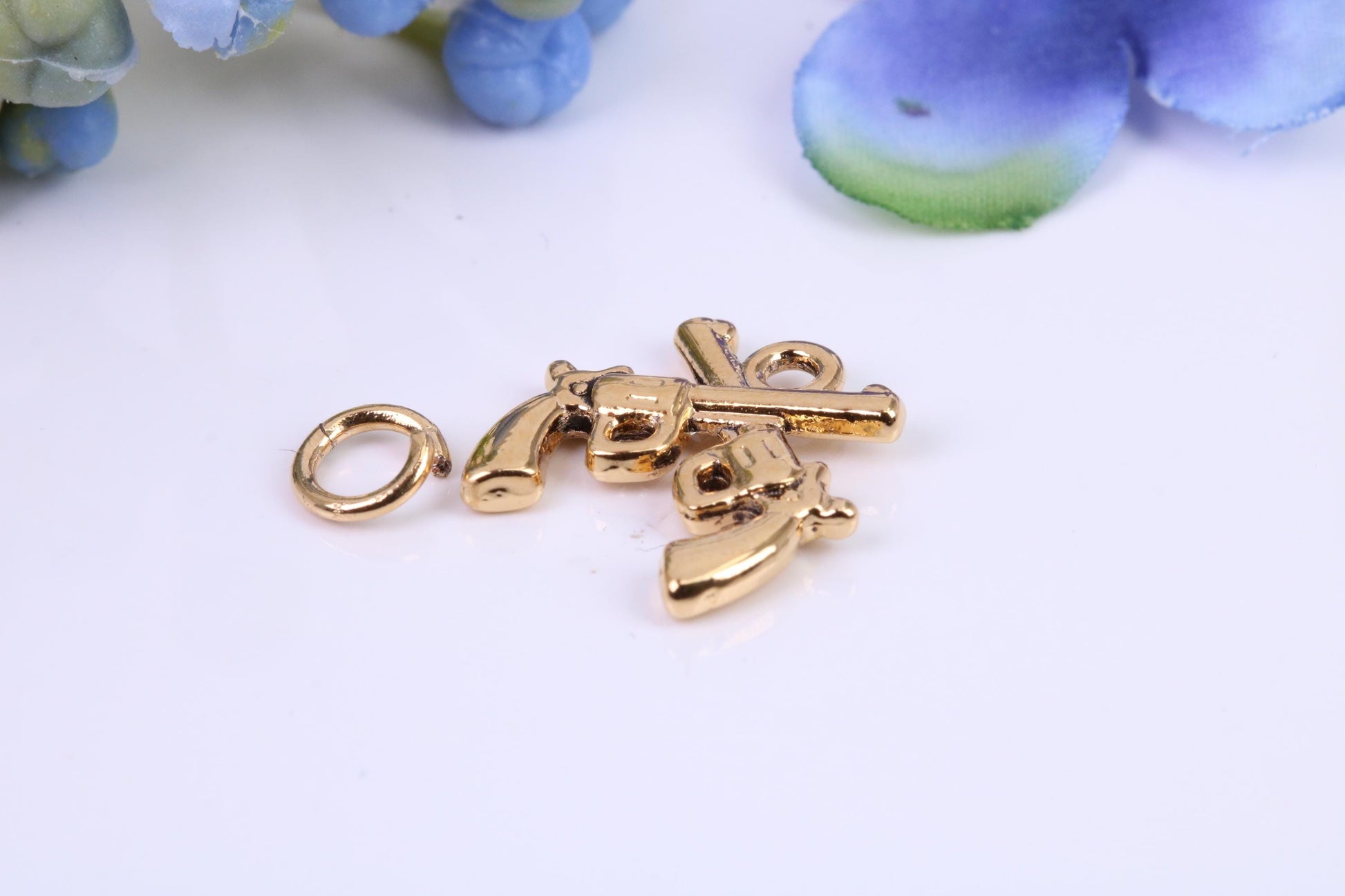Pair of Revolver Charm, Made from Solid Cast Yellow Gold, British Hallmarked
