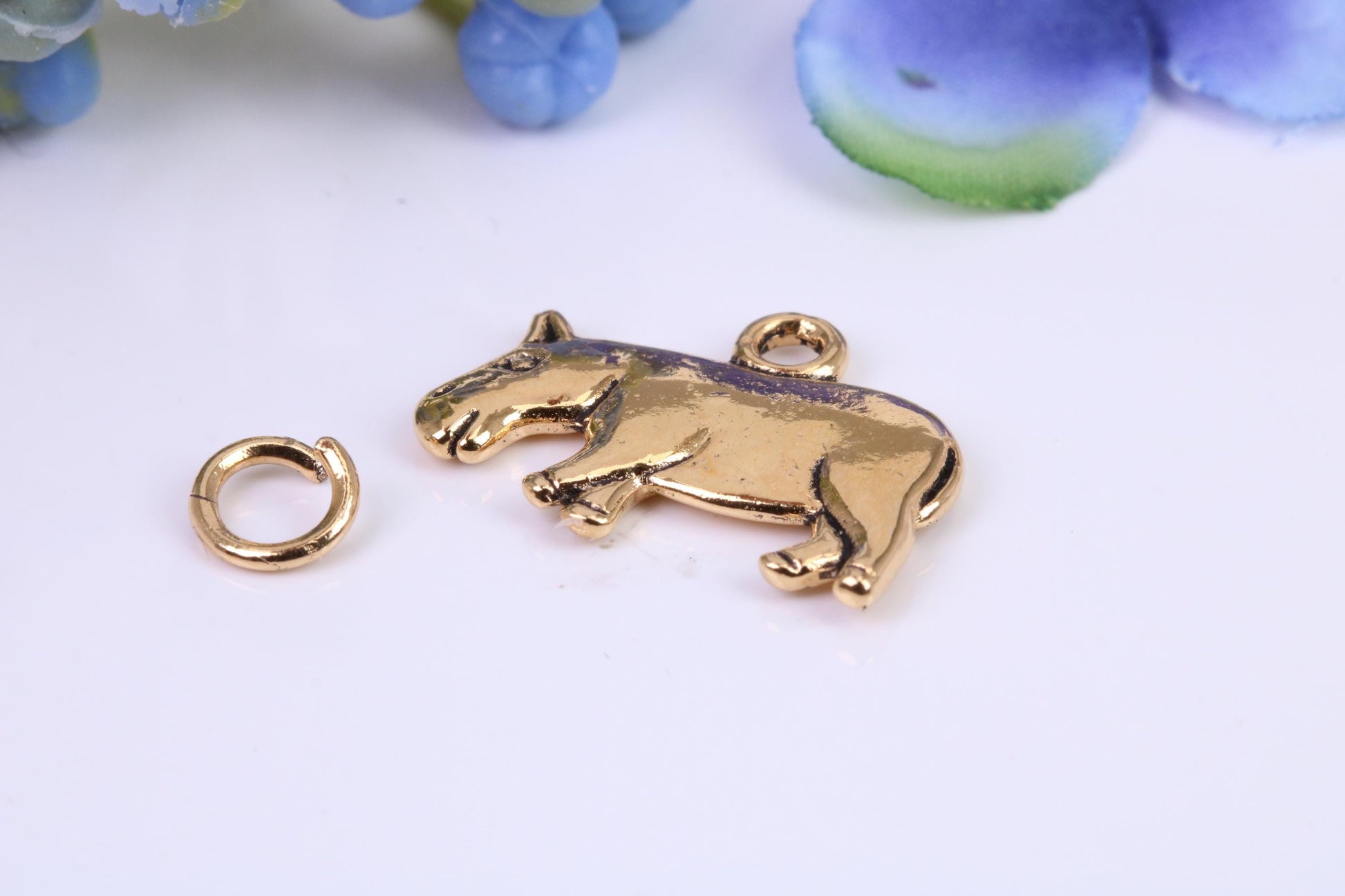 Hippopotamus Charm, Made from Solid Cast Yellow Gold, British Hallmarked