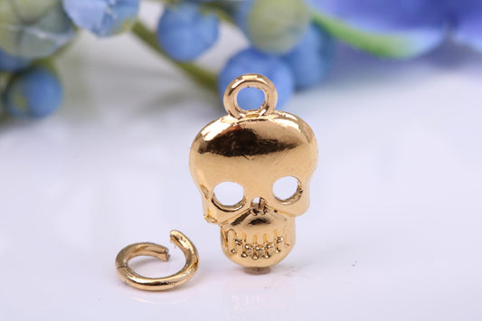 Skull Charm, Made from Solid Cast Yellow Gold, British Hallmarked