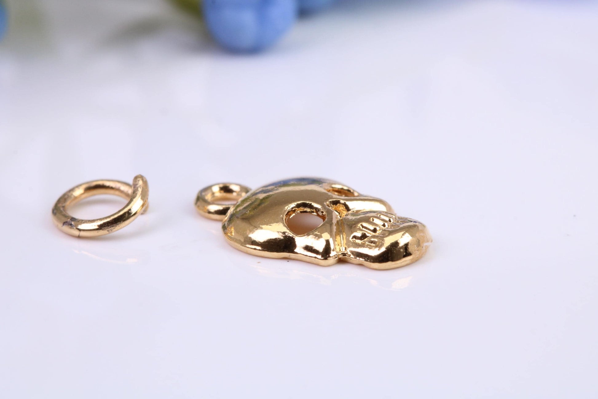 Skull Charm, Made from Solid Cast Yellow Gold, British Hallmarked