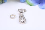 Food Whisker Charm, Made from Solid Cast Silver