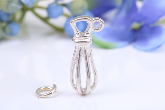 Food Whisker Charm, Made from Solid Cast Silver