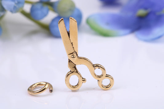 Scissor Charm, Traditional Charm, Made from Solid Cast Yellow Gold, British Hallmarked