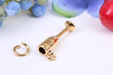 Champagne Flute Charm, Made from Solid Cast Yellow Gold, British Hallmarked
