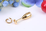 Champagne Flute Charm, Made from Solid Cast Yellow Gold, British Hallmarked