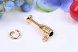 Champagne Flute Charm, Made from Solid Cast Yellow Gold, British Hallmarked