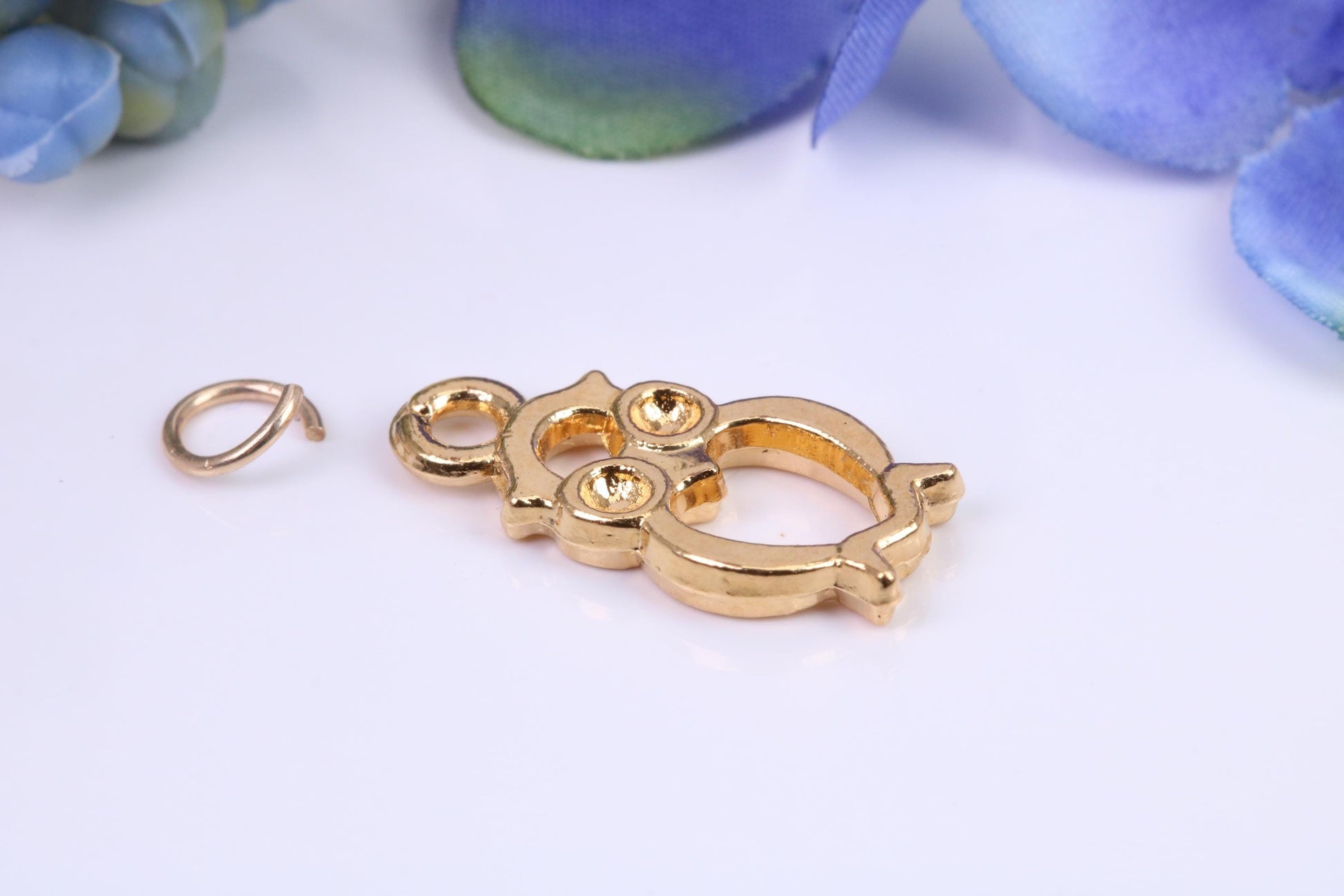 Owl Charm, Made from Solid Cast Yellow Gold, British Hallmarked