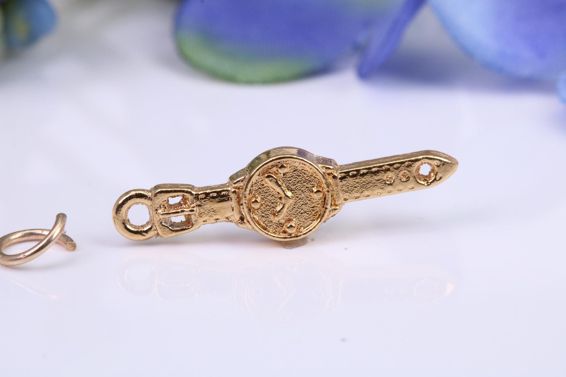 Watch Charm, Made from Solid Cast Yellow Gold, British Hallmarked and Complete with Attachment Link