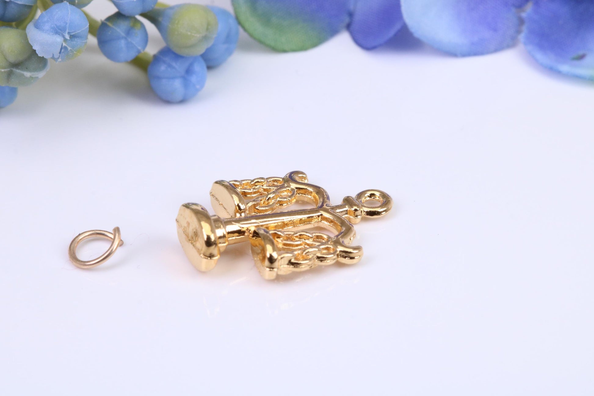 Weighing Scales Charm, Made from Solid Yellow Gold, British Hallmarked, Complete with Attachment Link