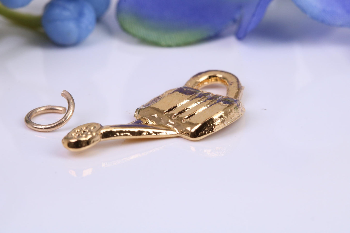 Garden Watering Can Charm, Made From Solid Cast Yellow Gold with British Hallmark, Complete with Attachment Link