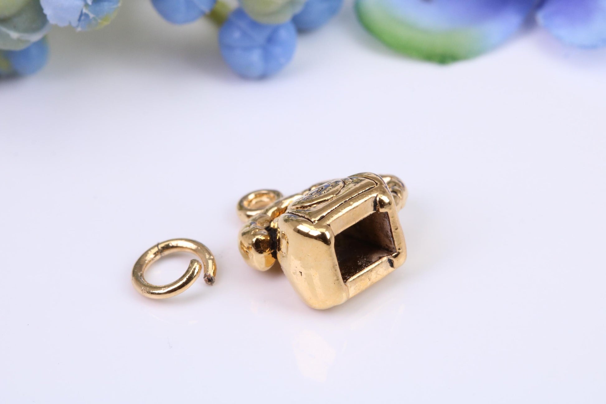 Vintage Telephone Charm, Made From Solid Cast Yellow Gold with British Hallmark, Complete with Attachment Link