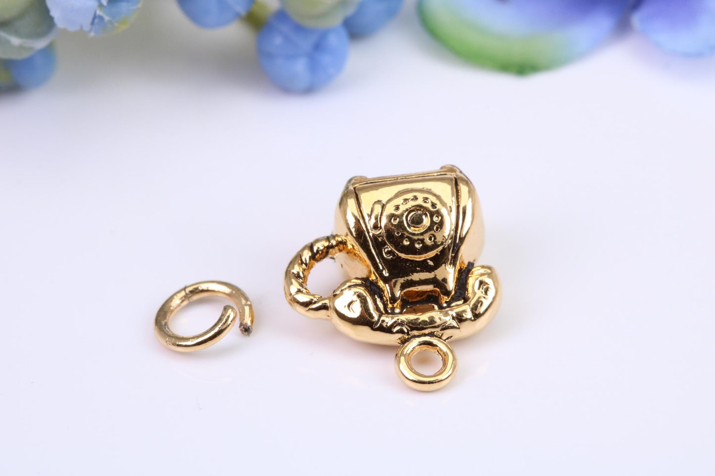 Vintage Telephone Charm, Made From Solid Cast Yellow Gold with British Hallmark, Complete with Attachment Link