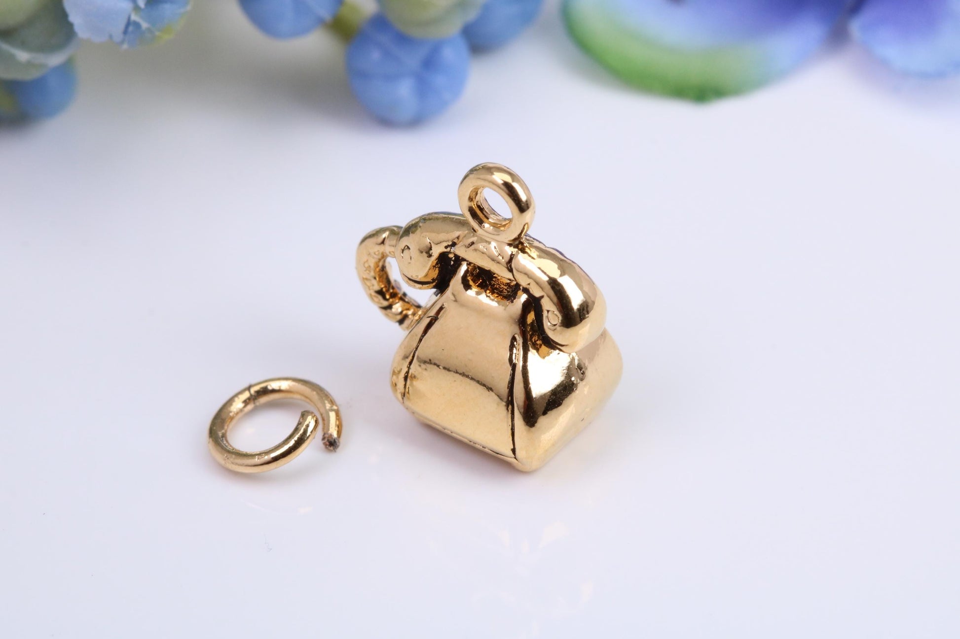Vintage Telephone Charm, Made From Solid Cast Yellow Gold with British Hallmark, Complete with Attachment Link