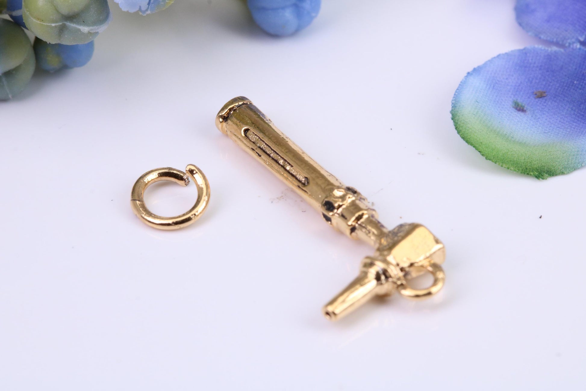 Ear Otoscope Charm, Made from Solid Cast Yellow Gold, British Hallmarked