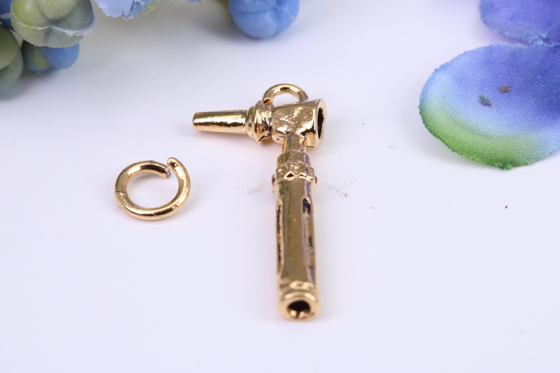 Ear Otoscope Charm, Made from Solid Cast Yellow Gold, British Hallmarked