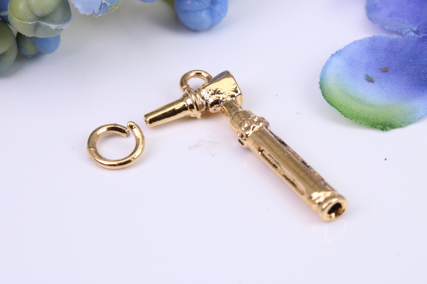 Ear Otoscope Charm, Made from Solid Cast Yellow Gold, British Hallmarked