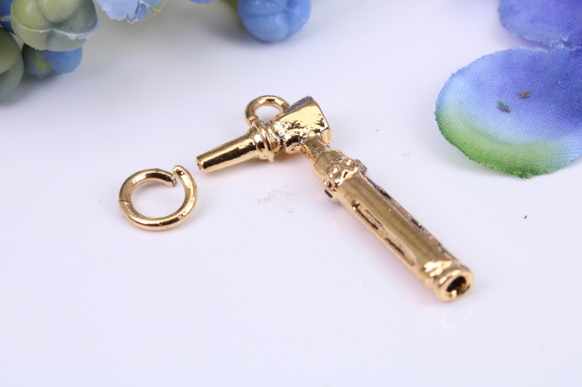 Ear Otoscope Charm, Made from Solid Cast Yellow Gold, British Hallmarked