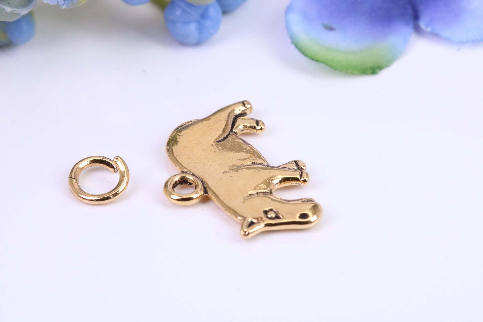 Hippopotamus Charm, Made from Solid Cast Yellow Gold, British Hallmarked