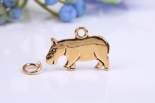 Hippopotamus Charm, Made from Solid Cast Yellow Gold, British Hallmarked