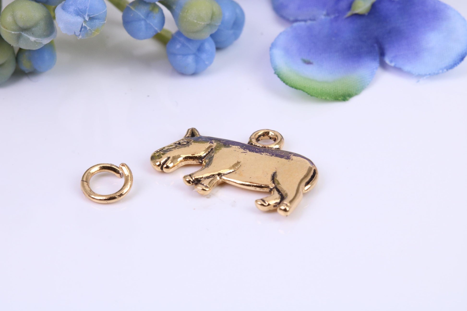 Hippopotamus Charm, Made from Solid Cast Yellow Gold, British Hallmarked