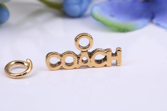 Sports Coach Charm, Made from Solid Cast Yellow Gold, British Hallmarked