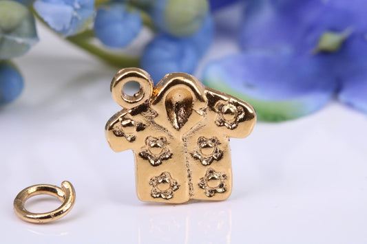 Baby Pyjamas Top Charm, Made from Solid 9ct Yellow Gold, British Hallmarked, Complete with Attachment Link