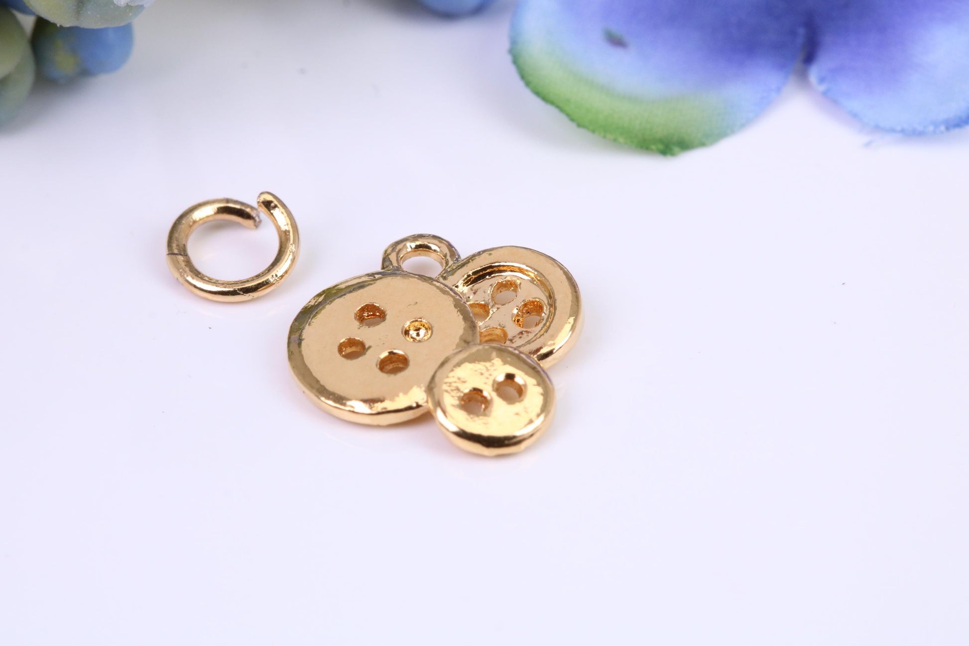 Bunch of Buttons Charm, Made from Solid Cast Yellow Gold, British Hallmarked