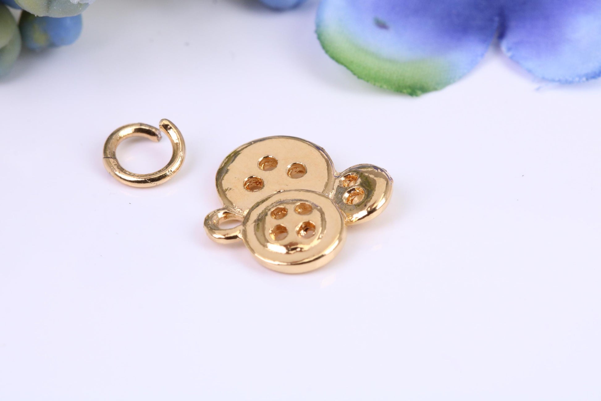 Bunch of Buttons Charm, Made from Solid Cast Yellow Gold, British Hallmarked