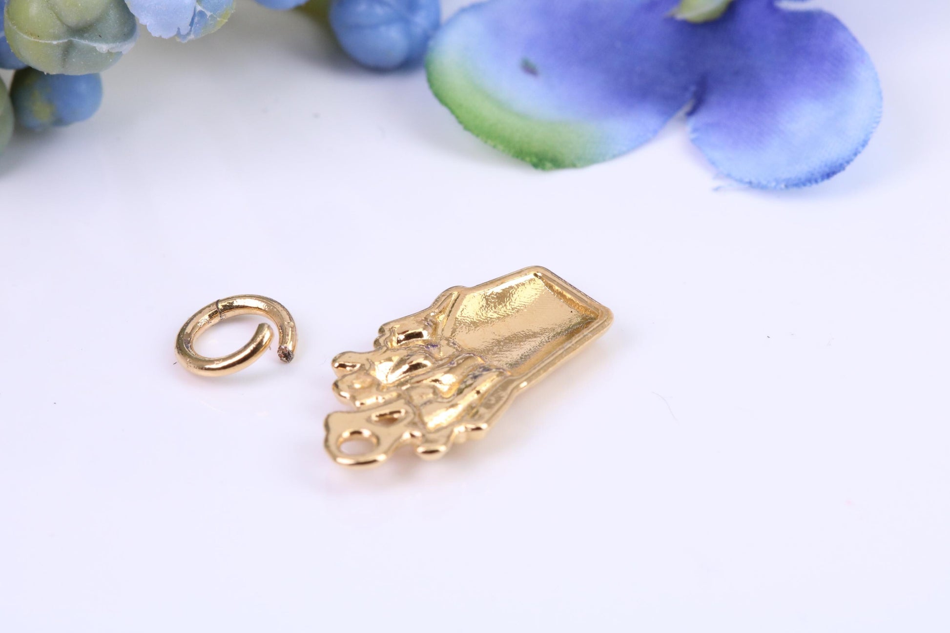 Pack of French Fries Charm, Made from Solid Cast Yellow Gold, British Hallmarked